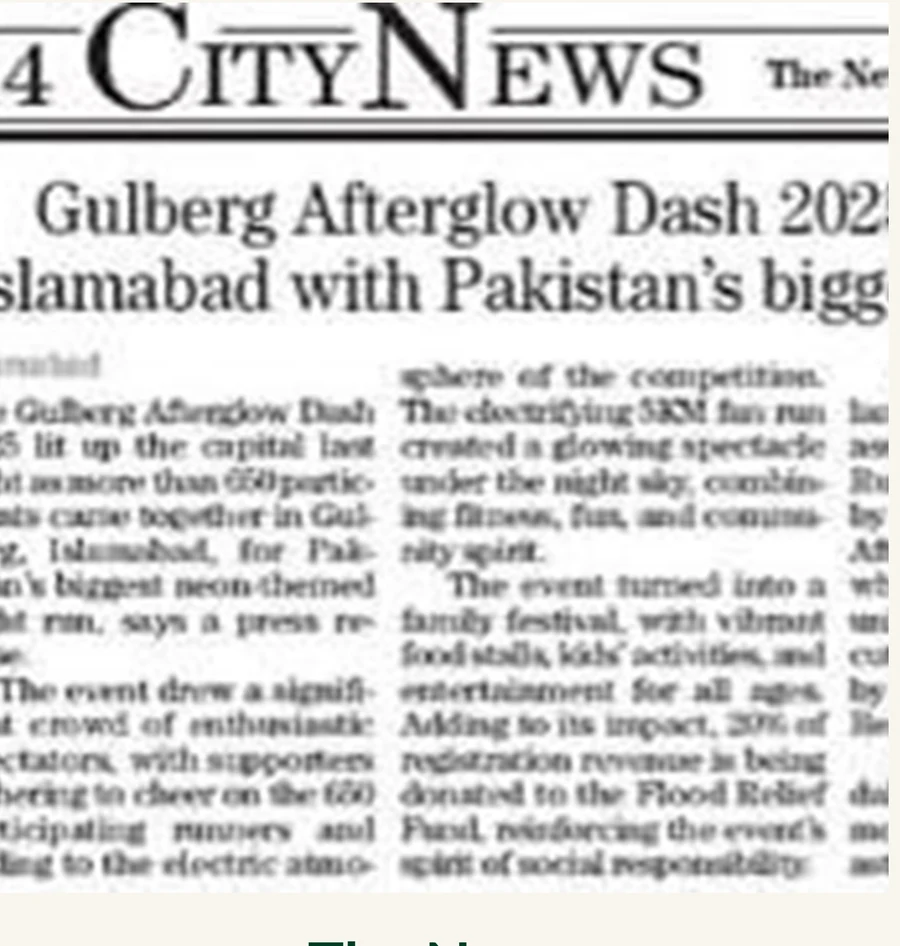 The News clipping reporting on Pakistan's biggest neon-themed night run