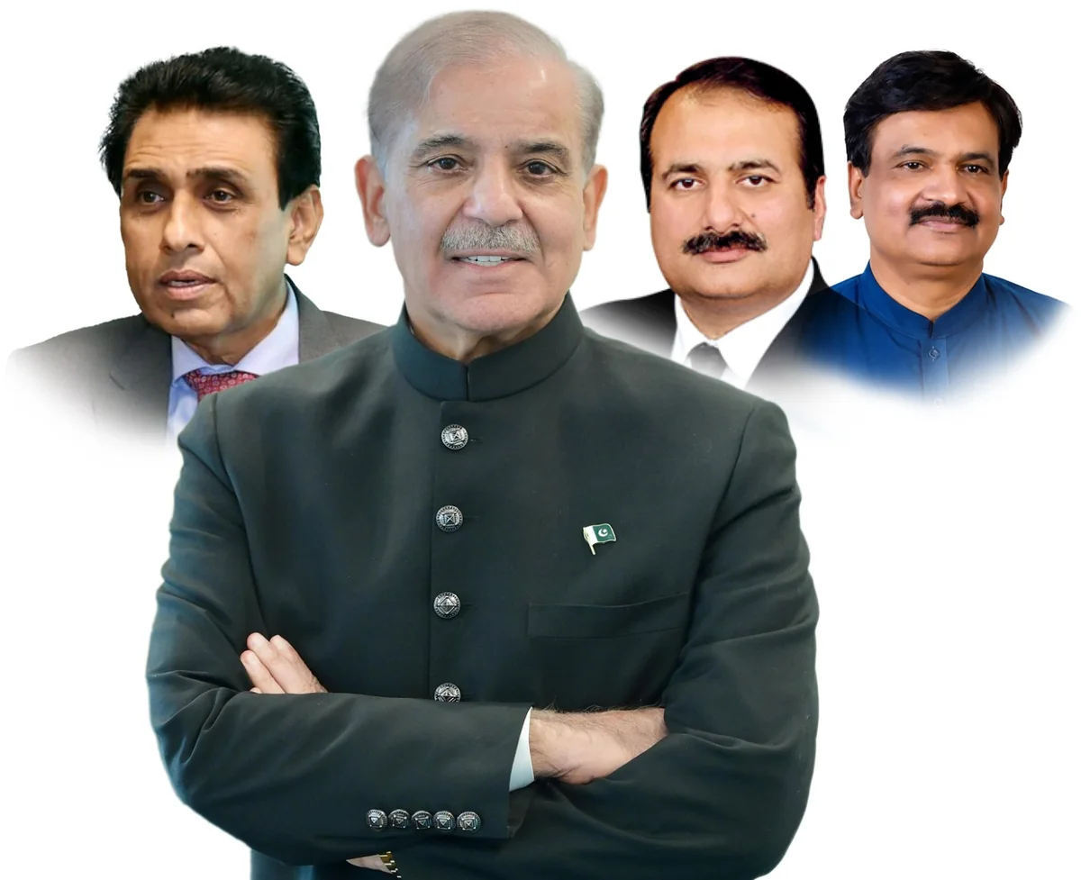 Prime Minister Shehbaz Sharif with three officials: the leadership artwork from the NAVTTC homepage